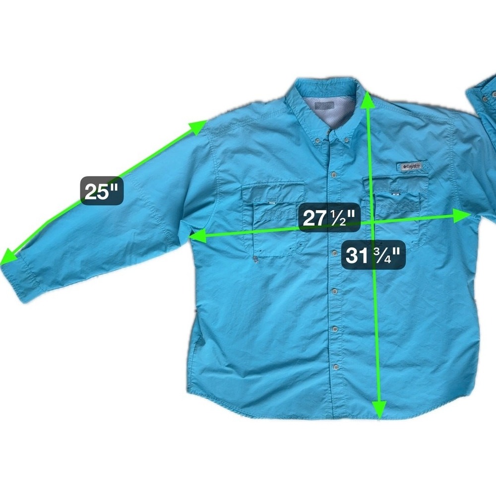 Columbia PFG Mens Teal Fishing Shirt 2XL Vented Long Sleeve Relaxed Fit Casual - Picture 8 of 13